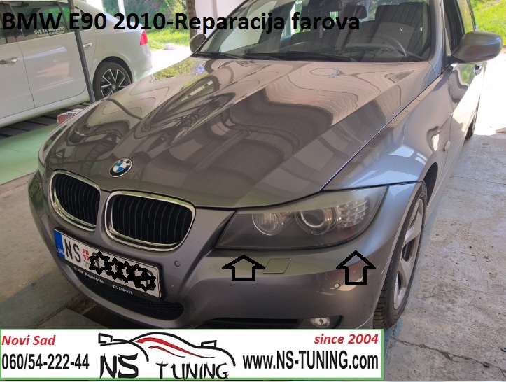 reparacija servis mokrih slomljenih farova novi sad tuning bmw e90 e91 xenon far led zmigavac trafo balast d1s